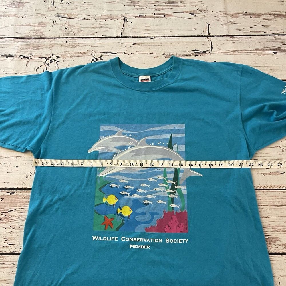 Vintage 90s Wildlife Conservation Society Dolphin Ocean T-Shirt Size‎ XL - Picture 9 of 10